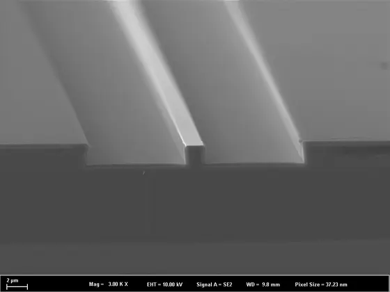SEM cross-section of an etched InP ridge structure