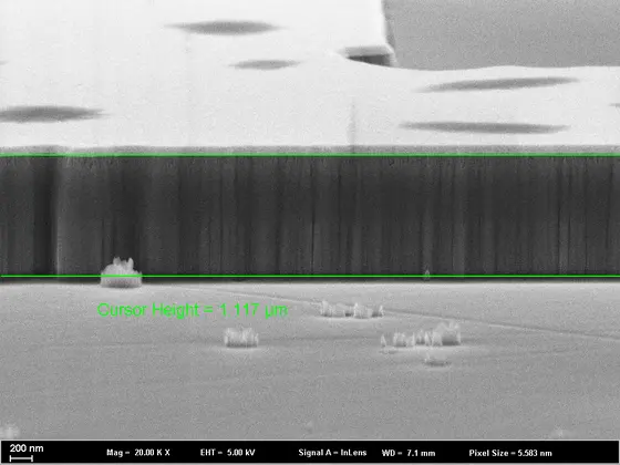 SEM cross-section of an etched silicon carbide profile