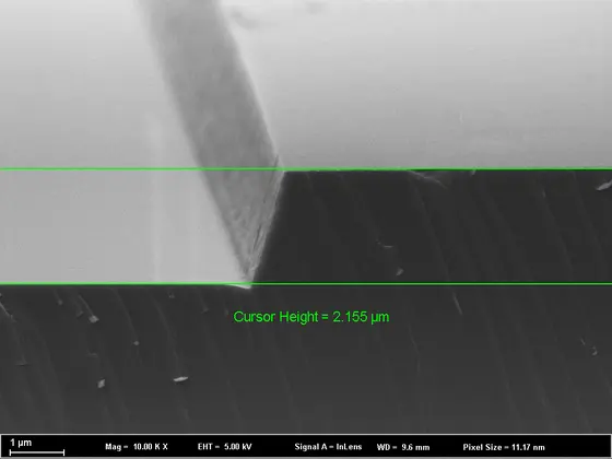 SEM image of an etched silicon carbide surface