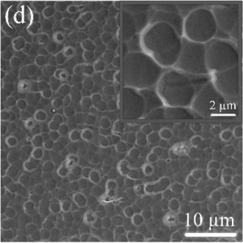 SEM image of a polycrystalline diamond film after five hours of ICP etching