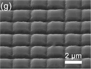SEM image of a moth-eye antireflective microstructure array etched in sapphire