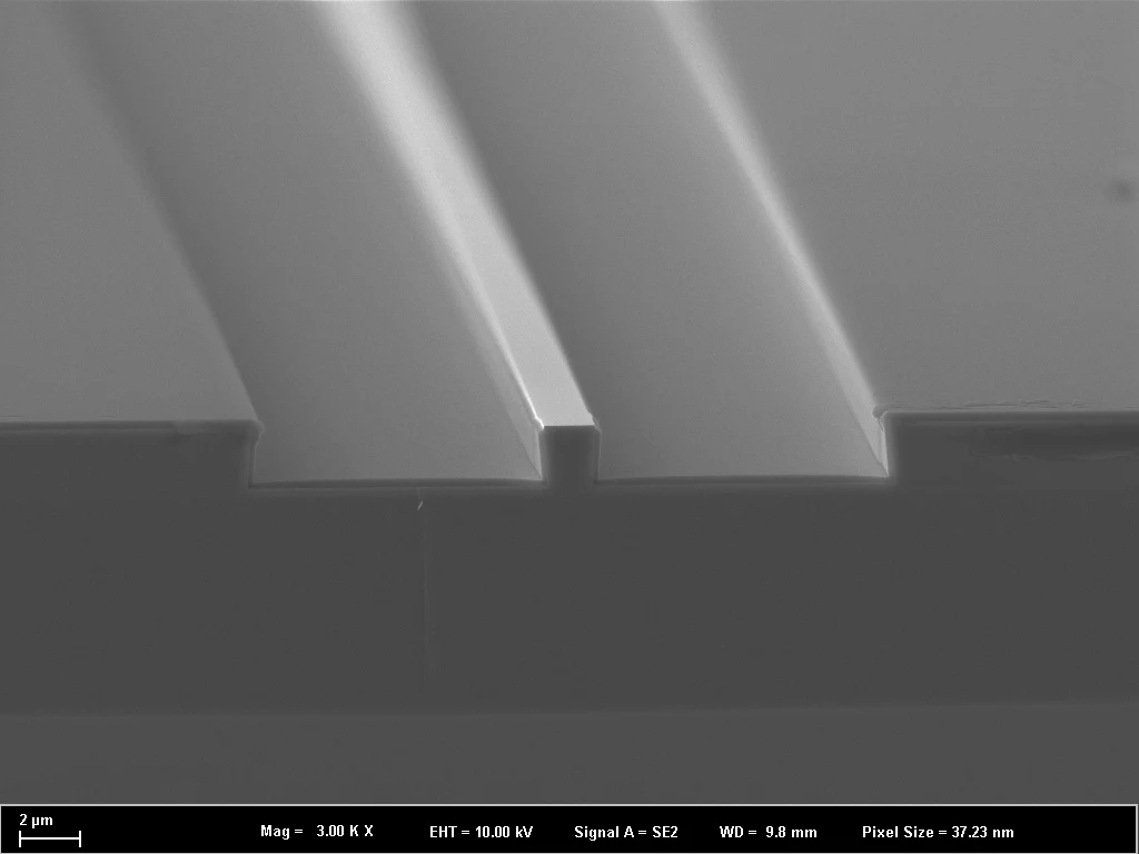 SEM cross-section of an etched InP ridge structure