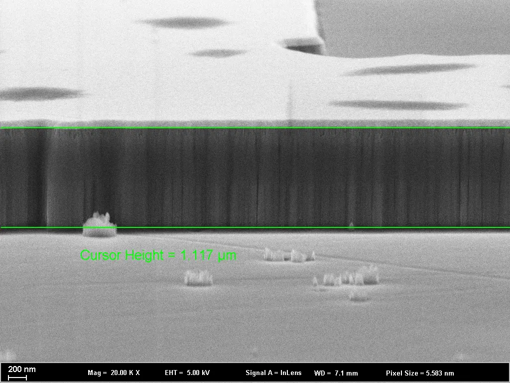 SEM cross-section of an etched silicon carbide profile