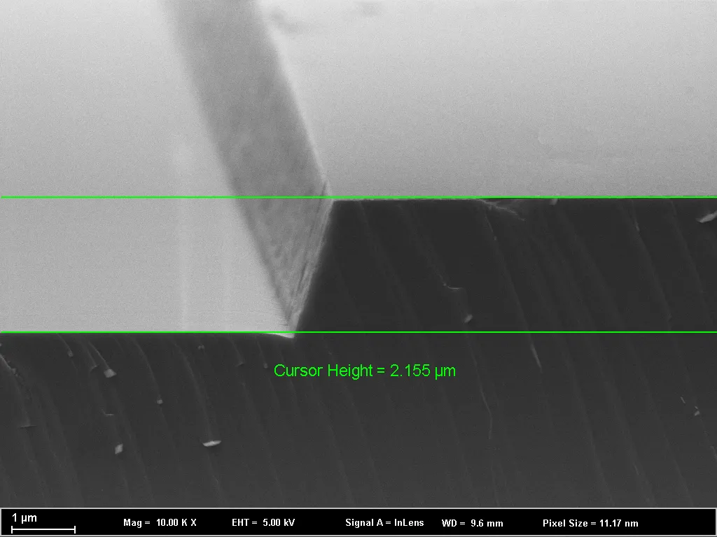 SEM image of an etched silicon carbide surface