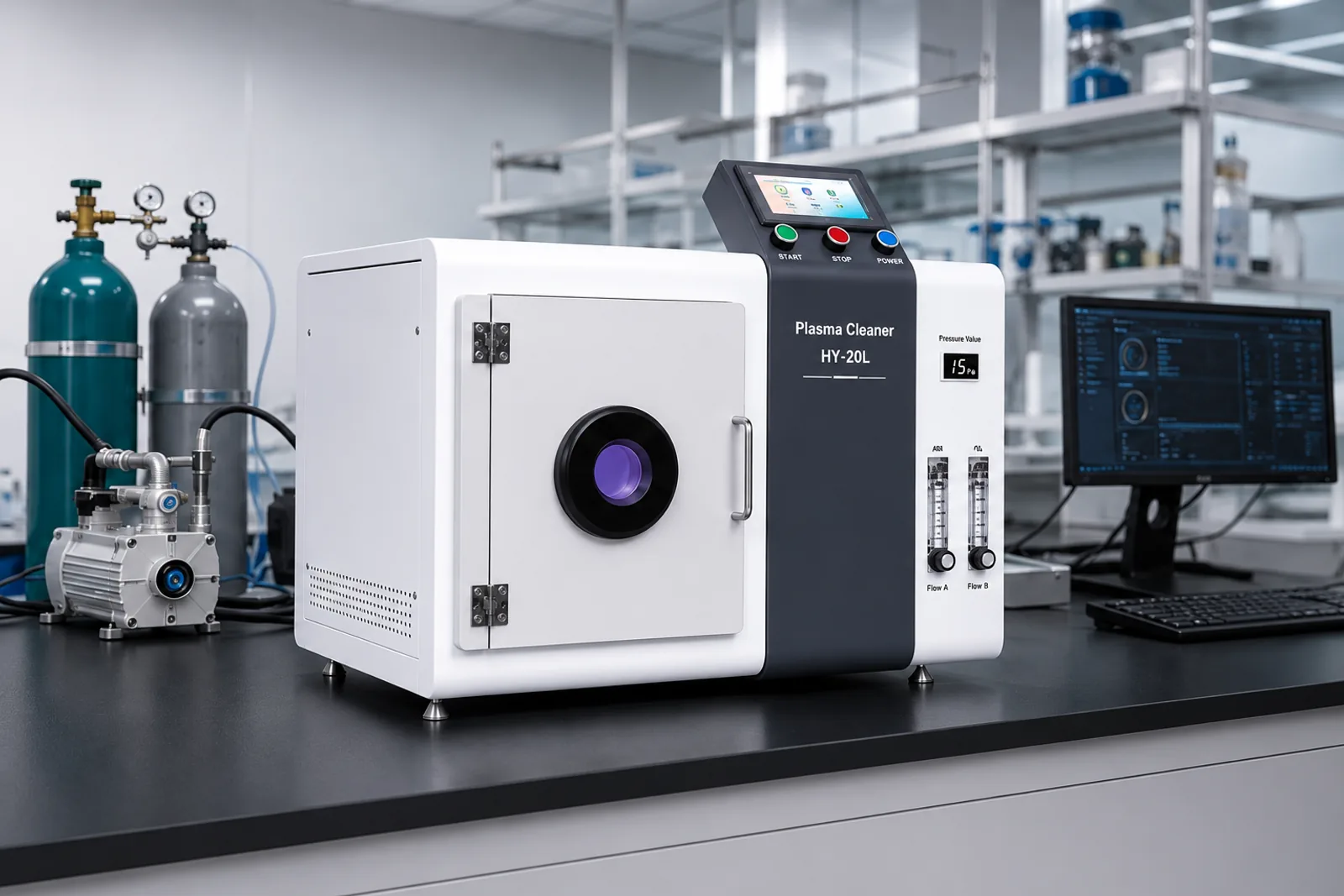 HY-20L plasma cleaner integrated in a laboratory workflow